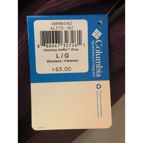 COLUMBIA Women’s PURPLE Weekday Waffle Wrap Open Front Cardigan Hoodie Large - Picture 3 of 3